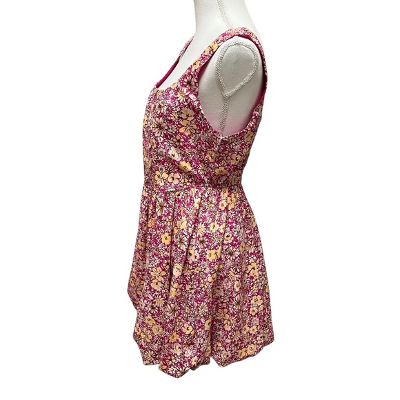 Land of the Free Liberty Fuchsia Floral Corset Mini Tank Dress Size Large Flirty - Picture 2 of 15